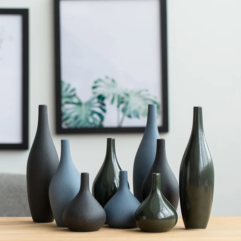 

Mediterranean Blue European-style Ceramic Dried Flower Vase Modern Minimalist Decorative Ornaments Wedding Decoration
