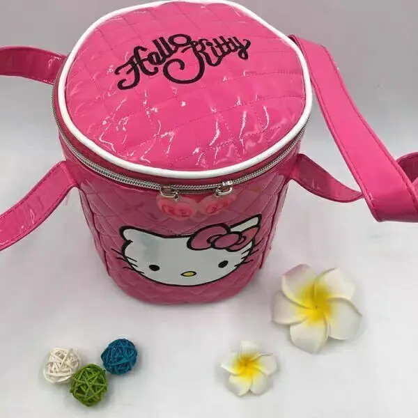 Waterproof round Lunch Box Bag Lunch Bag Cute Hello Kitty  round Bag Primary and Secondary School Students Women's Crossbody Bag