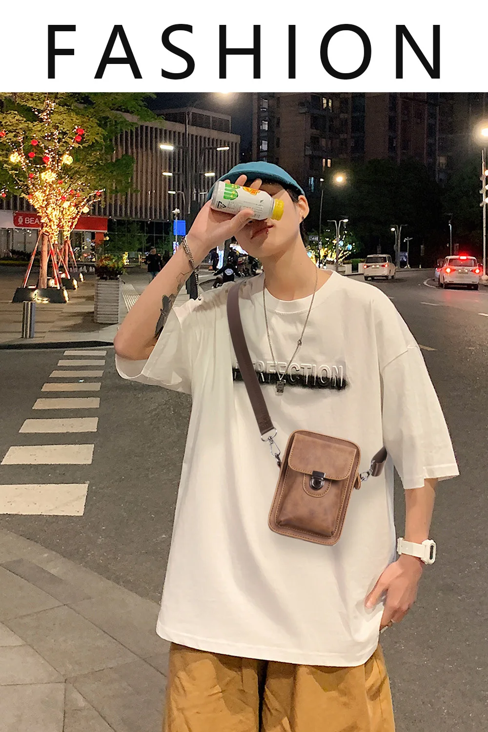 New Korean Edition Trendy Men's One Shoulder Small Bag Outdoor Casual Mini Waist Bag Cigarette Pack Mobile Phone Bag