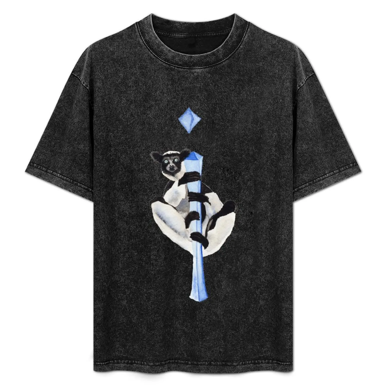 Мужская футболка I is for indri хлопок черно-белая