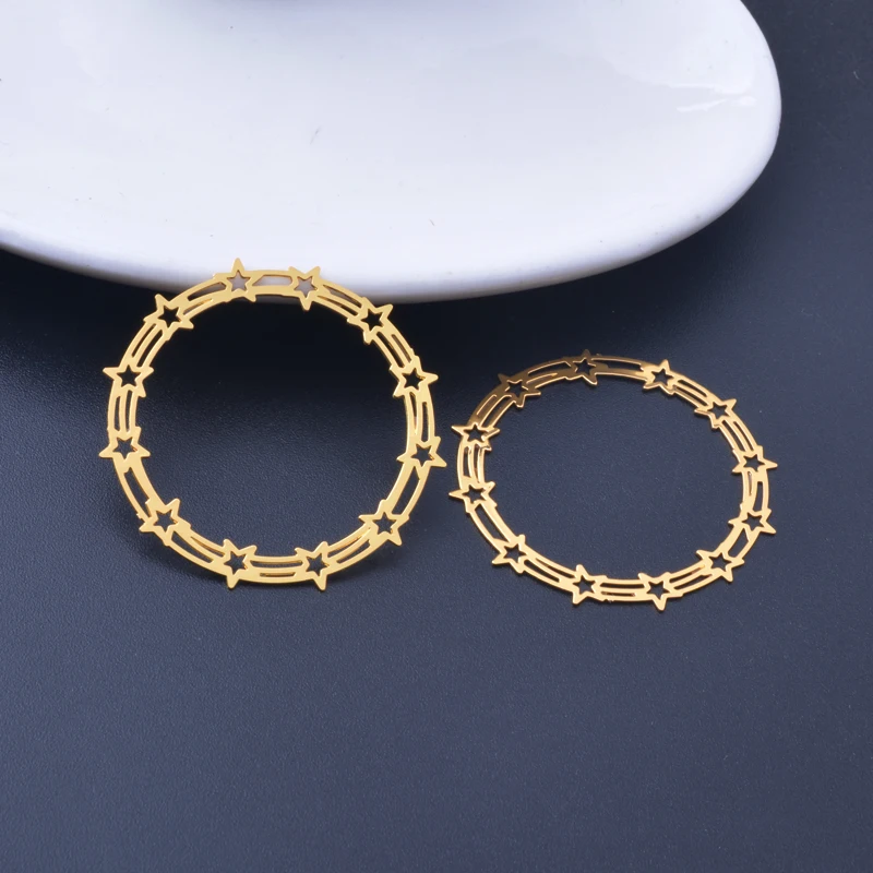 6 шт. 35 мм филигранная звезда гирлянда подвески цвета розового золота круглые