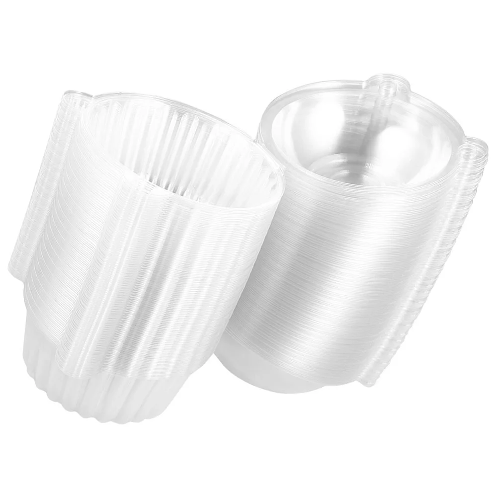 

50 Pcs Disposable Cake Box Stand Cupcake Holders Individual Containers Lids Boxes The Pet Clear Storage Mini Plastic