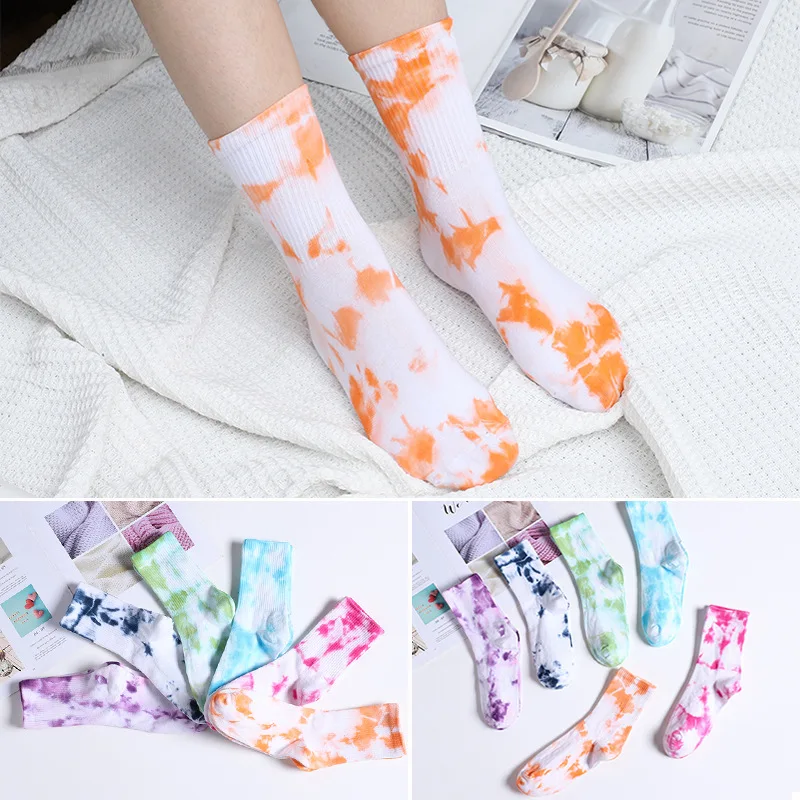 Fashion Colorful Cotton Women Socks Middle Tube Art Pattern Ladies Casual Dress Crew Socks Ankle Harajuku Sox Unisex Socks 6/Lot