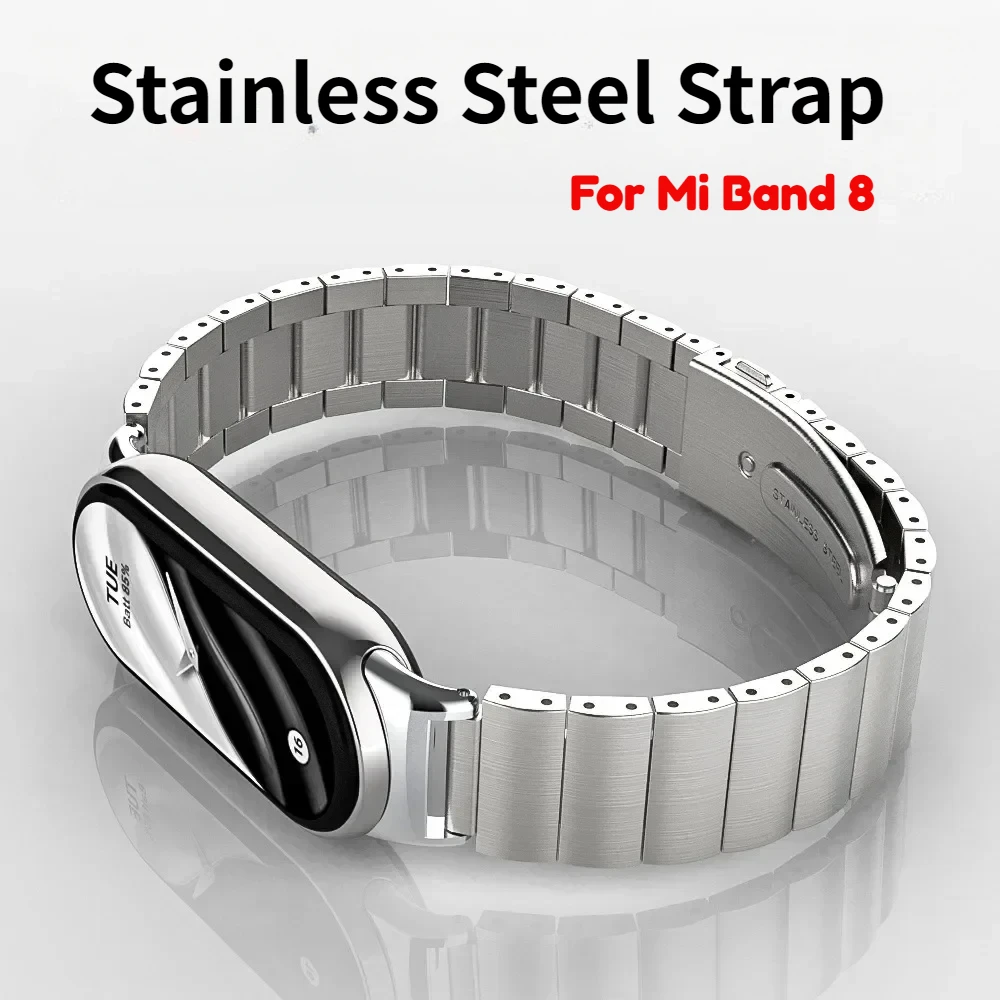 Ремешок из нержавеющей стали для Xiaomi Mi Band 8 металлический сменный браслет мужчин