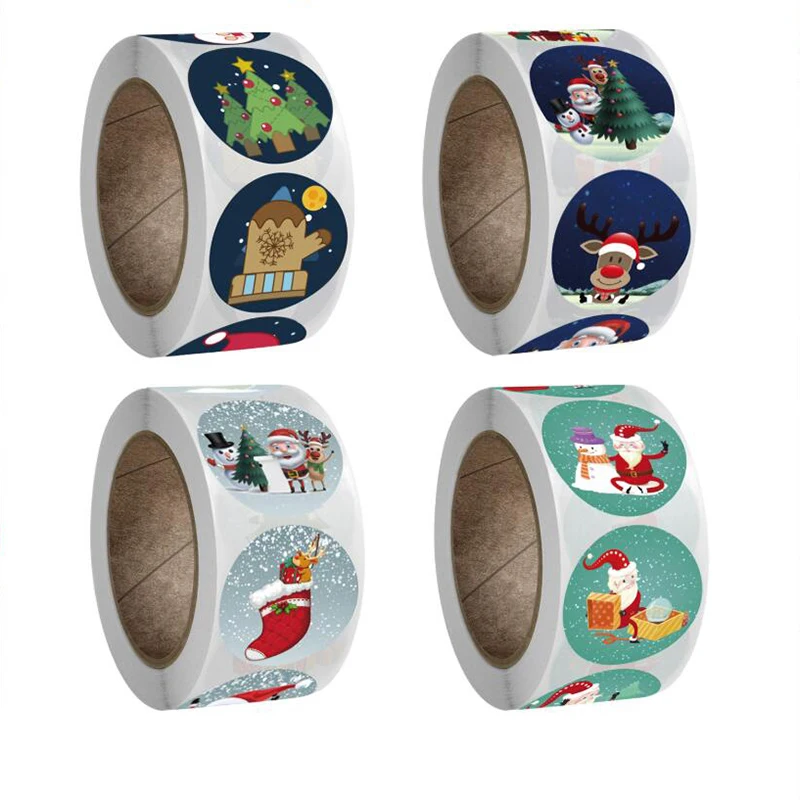 

100-500PCS Snowy Christmas Thank You Sticky Sticker Sealing Child Stationery Office Supply Decorative Scrapbooking for Kids