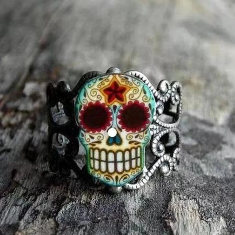 

Vintage Demon Skull Ring Men Ladies 3D Engraving Pattern Personality Punk Hip Hop Gothic Party Jewelry