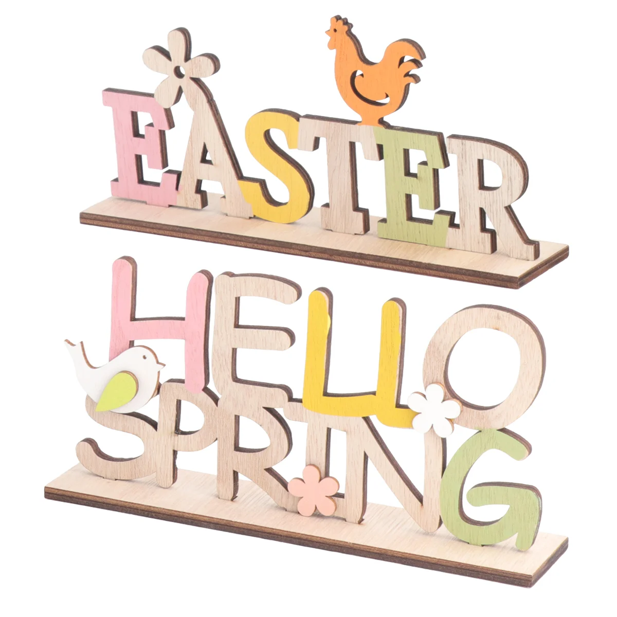

2 Pcs House Gifts Easter Wood Signs Floral Tablecloth Easter Party Decorations Spring Home Decor Easter Wood Ornament Ornaments