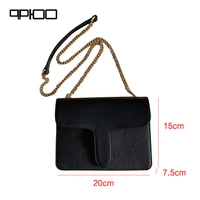 italian qp100 top quality leather embossed straddle womens bag gold chain shoulder strap wavy embroidery box and dust box