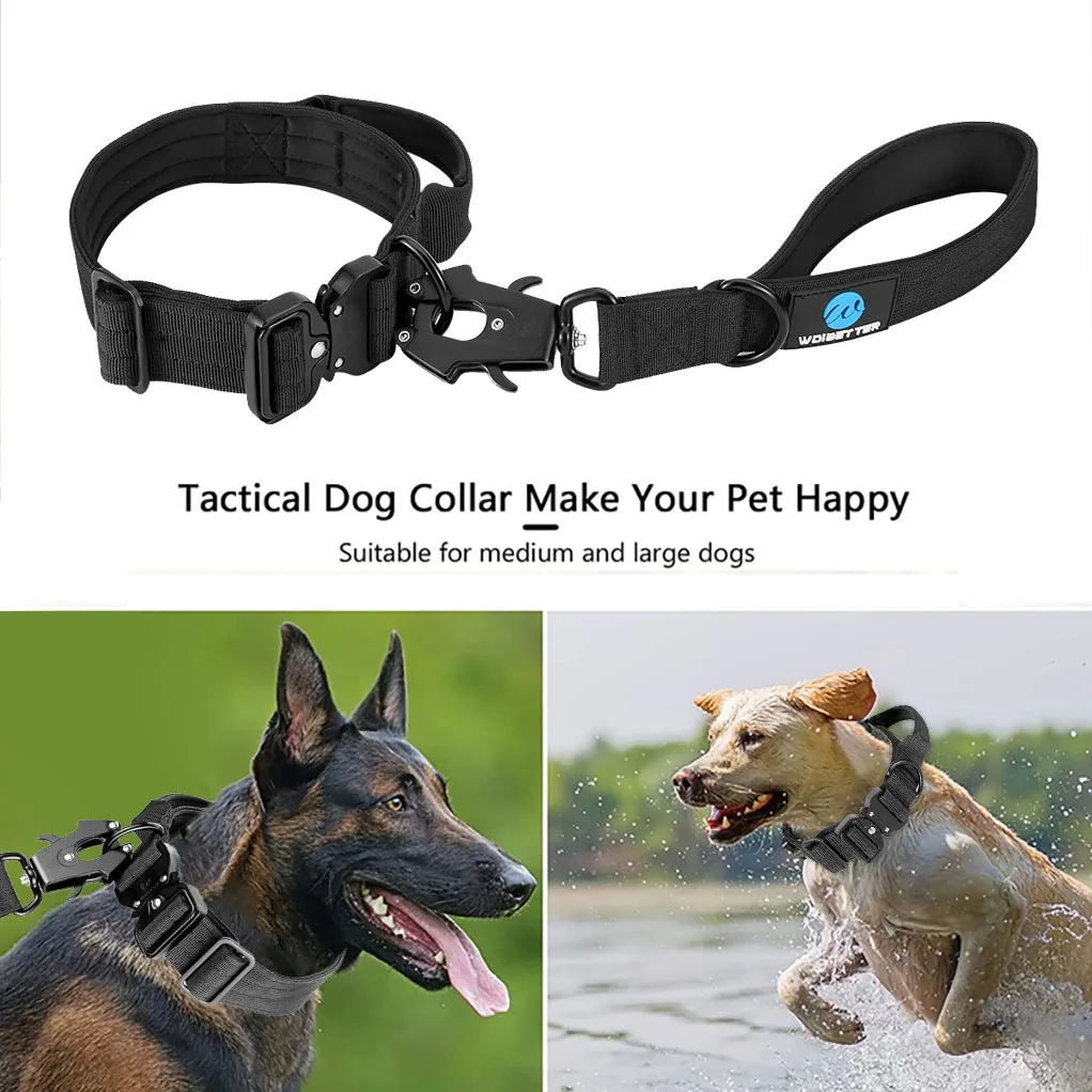 Скидка Тактический собачий ошейник военный Регулируемый прочный тренировочный нейлоновый Шепард с металлической пряжкой поводок для домашних жи...