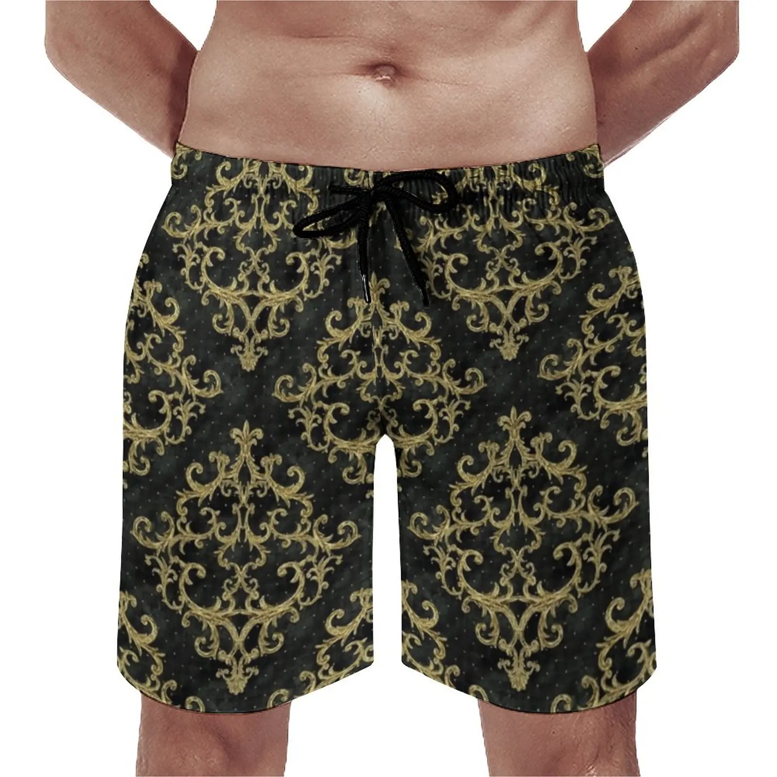 

Baroque Floral Board Shorts Summer Vintage Print Cute Board Short Pants Men Sports Quick Dry Custom Beach Trunks