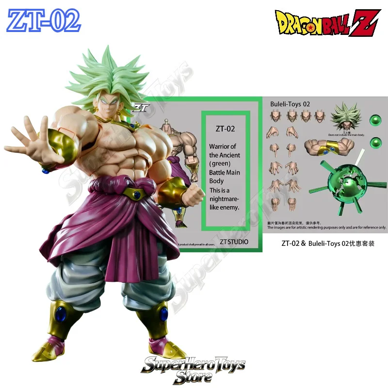 Фото Доставка в течение 24 часов: Фигурка ZT Studio Ancient Warrior Broly Dragon Ball Z ZT02/03, масштаб 1/12, с длинными волосами, зеленая и желтая, в наличии №2