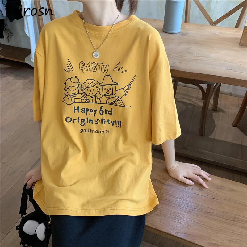 

S-5XL Basic Short Sleeve T-shirts Women Minimalist Korean Young Style Unisex Cartoon Pringting Simple All-match Chic Clothing