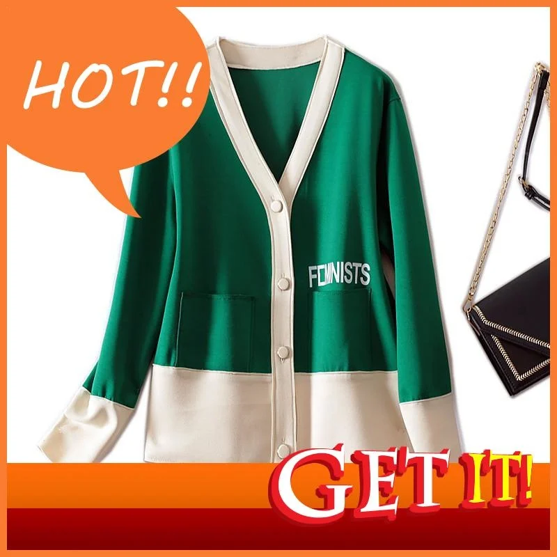 

Женский короткий кардиган на одной пуговице, хлопковое пальто с большими карманами и V-образным вырезом, уличный кардиган размера 4XL, весна ...