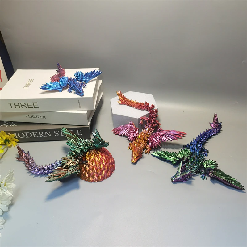 45 см 3D печатный летающий дракон кристалл динозавра настольное украшение с