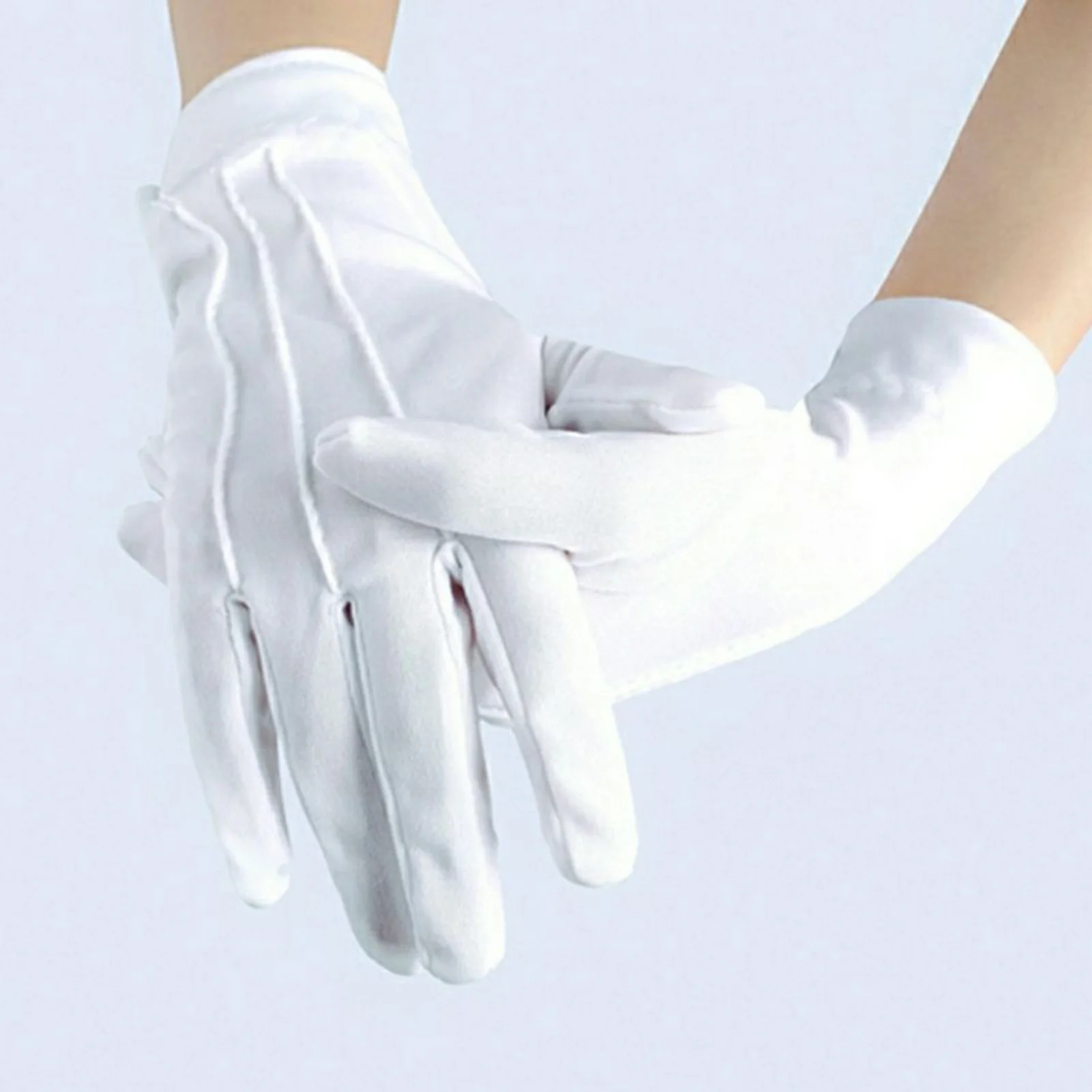 

2 Pairs White Formal Gloves Reusable and Washable White Gloves for Police Uniform Halloween Theme Party d88