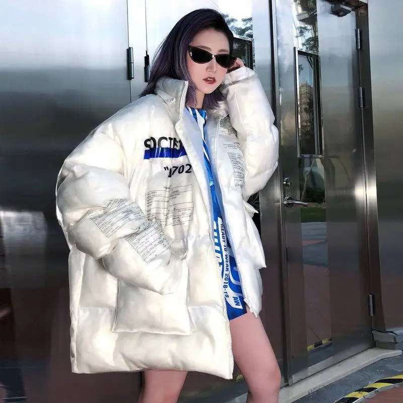 

Transparent PVC China-Chic Techwear Coat Hip Hop Thickened Bread Harajuku Parka Women Tops Winter Streetwear Puffy Jacket Korean