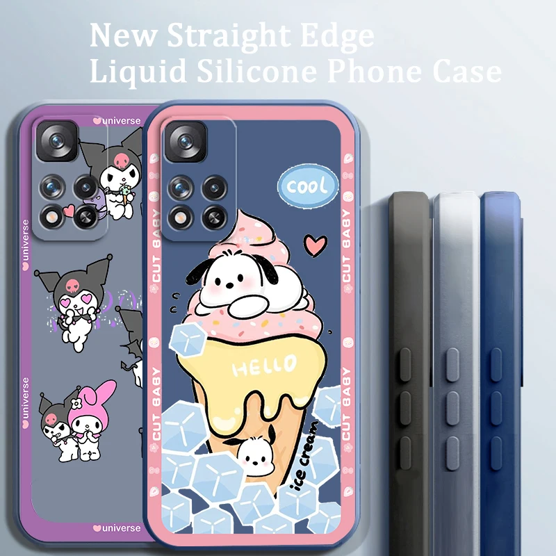 

Sanrio Kulomi Hello Kitty Liquid Rope Phone Case For Xiaomi Redmi Note 12 11 11S 11T 10S 10 9S 9T 9 Pro Speed Plus 5G Cover