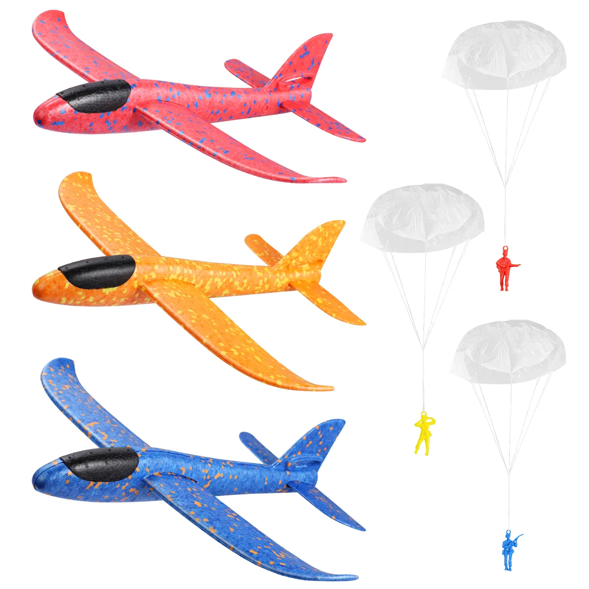 

3 шт. Летающий планер toybian, легкие летающие самолеты, веселые игрушки, рандомные подарки для детей с 3 парашютниками (случайный цвет)