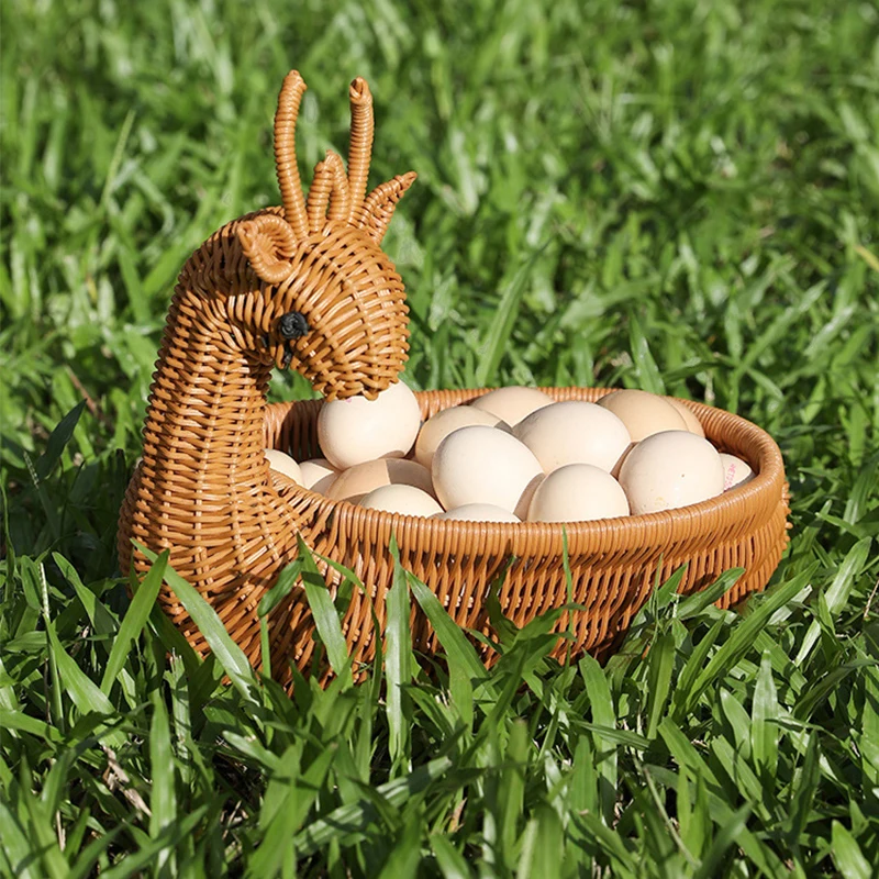

Hand-woven Storage Basket Fruit Basket Eggs Storage Box Food Snack Container Picnic Basket Household Kitchen Supplies Bread