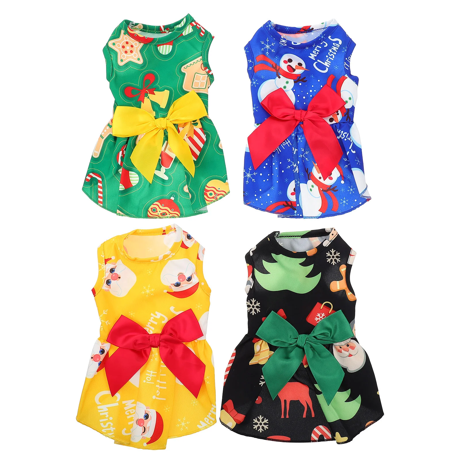 

4Pcs Christmas Skirt Puppy Clothes Outfit Clothing Party Apparel