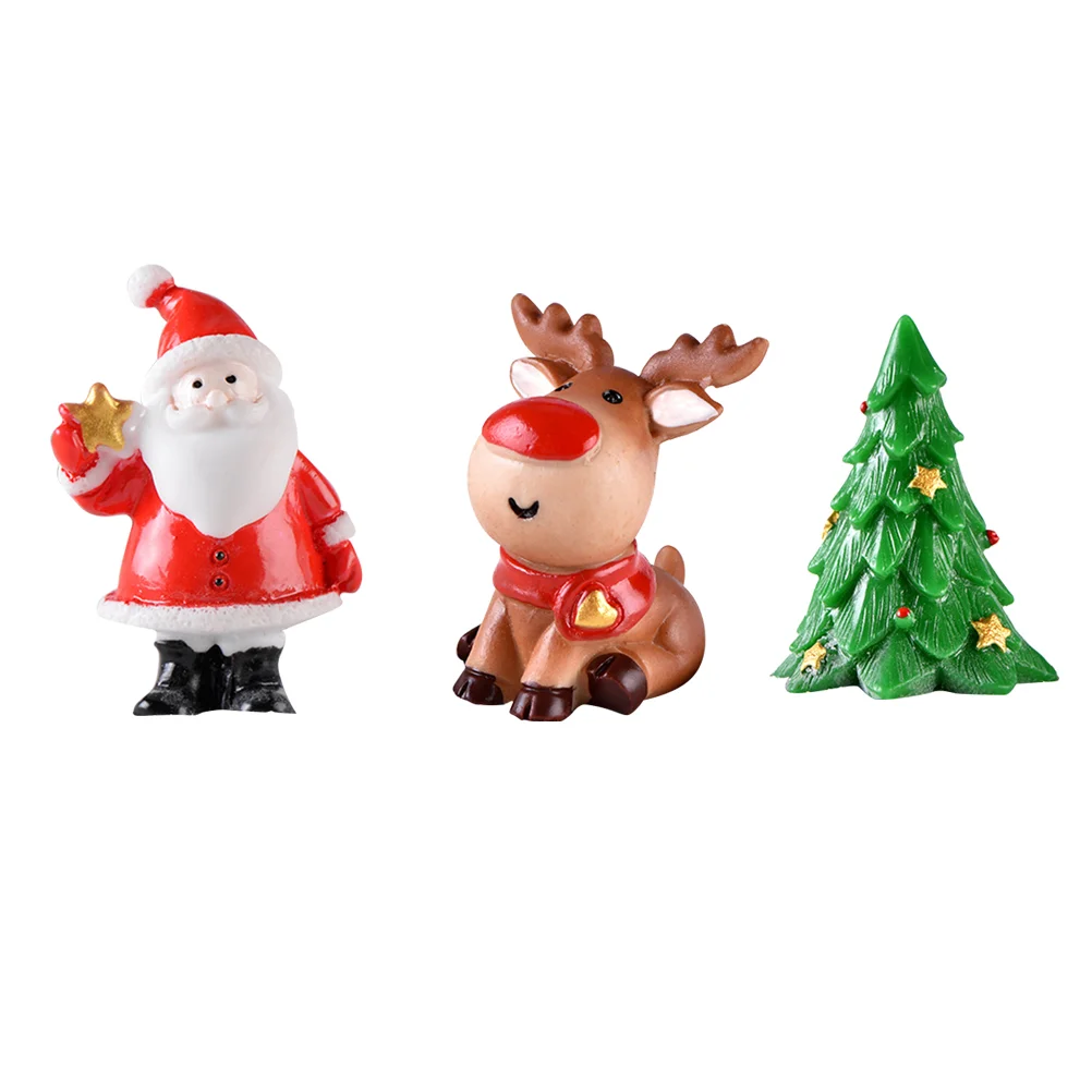 

Christmas Resin Figurines Mini Landscape Micro Ornaments Miniaturesnowman Santa Claus Crafts Ornament Box Gift Craft