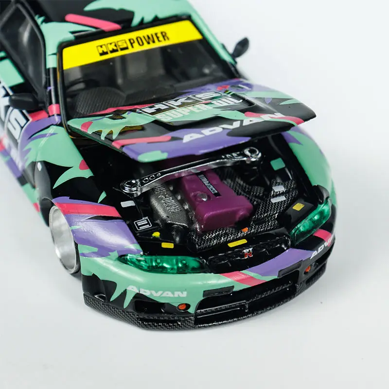 TSM MINI GT Kaido House 1:64 Nissan Skyline GT-R (R33) Hks Модель автомобиля из сплава Коллекция игрушек
