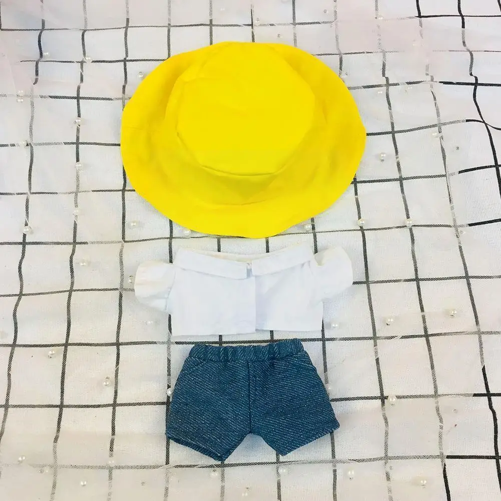 

20cm Clothes Hat Suspender Pants Cartoon Animal Pattern Plush Mini Overalls For Cotton Stuffed S Toy Accessories G8n6