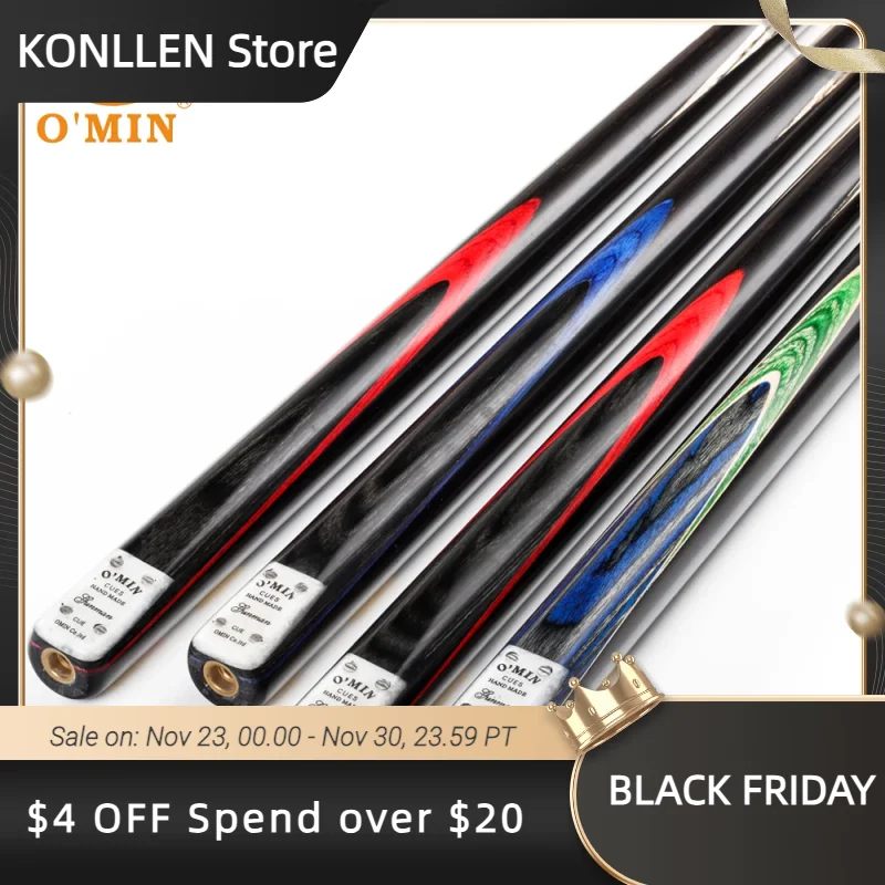 

O'MIN GUNMAN 3/4 One Piece Snooker Billiard Cue Kit Case with Telescopic Extension 9.5-10mm Tip Snooker Stick Cue
