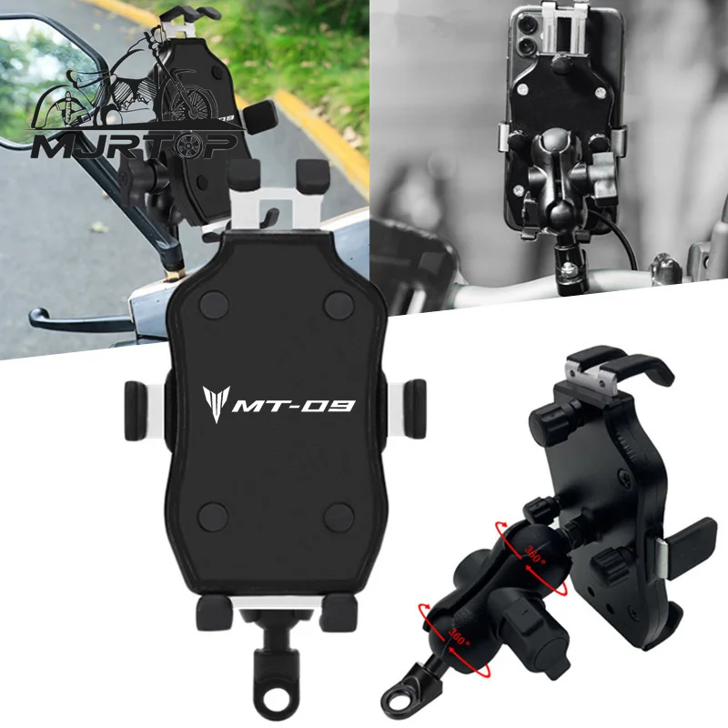 

For YAMAHA MT-07 MT-09 MT07 MT09 mt07 mt09 With LOGO CNC Handlebar Mobile Phone Bracket Motorcycle Accessories GPS Stand Holder