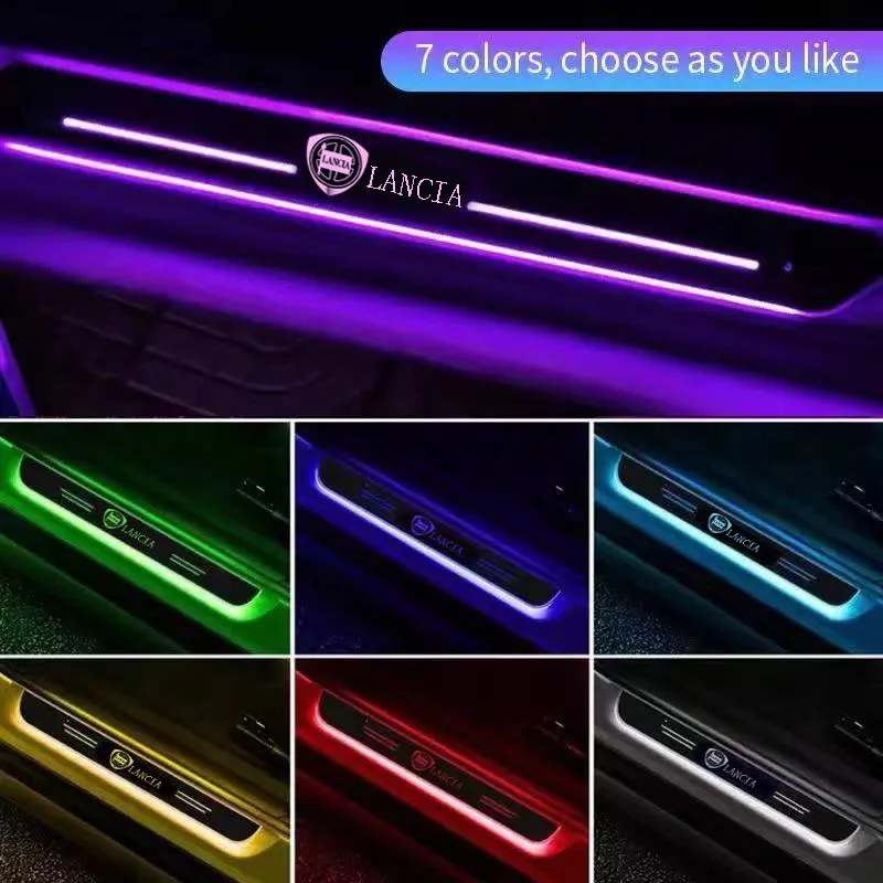 

Car USB Power LED Welcome Pedal Car Scuff Plate Pedal Door Sill Pathway Light For Lancia Delta Ypsilon Lybra Musa Kappa Voyager