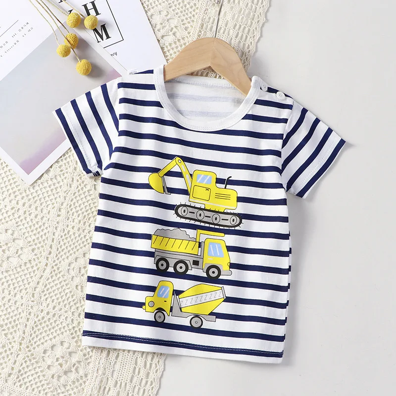 

Summer Kids Boy Top T-shirts Cartoon Dinosaur Car Bear Tees for Boys and Girls Short Sleeve Top Children Clothes
