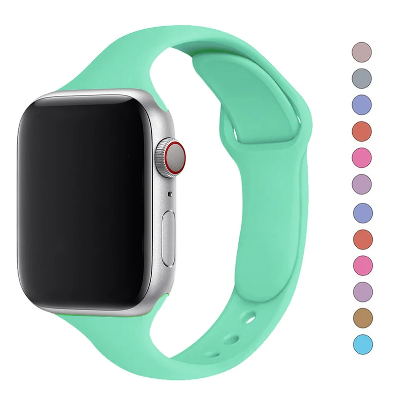 

Slim Soft Silicone Strap for Apple watch band 40mm 44mm 38mm 42mm 44mm belt watchband for bracelet iWatch serie 3 4 5 6 se bands