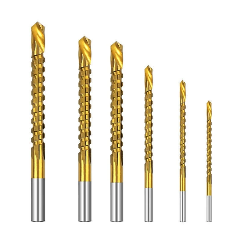 

6 Pcs Woodworking Twist Saw Drill Bit 3-8mm for thin Iron Plastics Lightweight