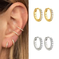 1013mm 925 sterling silver ear buckle small hoop earrings for women simple minimalist huggie earrings crystal fashion jewelry