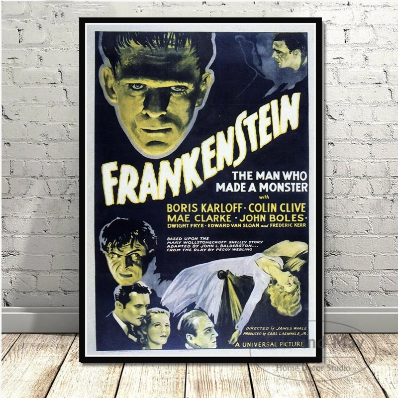 

Frankenstein Universal Monsters Horror Movie Film Canvas Painting Posters And Prints Wall Art Picture Affiche