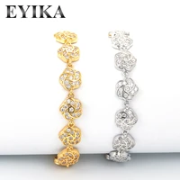 eyika fashion micro inlaid zircon crystal flower link chain bracelet women wedding party jewelry female bangle wholesale gift