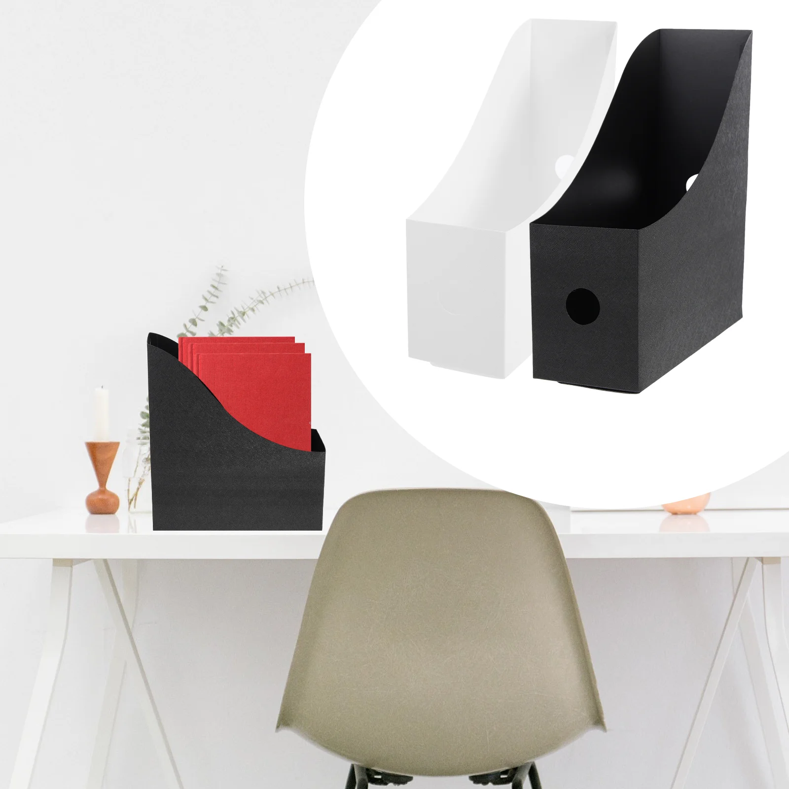 

2 Pcs File Storage Box Household Magazine Holder Office Book Wall Mounted Bookshelf Organizer Pp Student Plastic Organizers