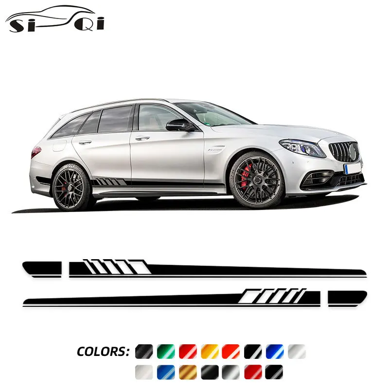 

2 Pcs Edition 1 Side Stripes Skirt Sticker For Mercedes Benz C Class W205 C63 AMG C43 C180 C220 C250 C205 A205 S205 Accessories