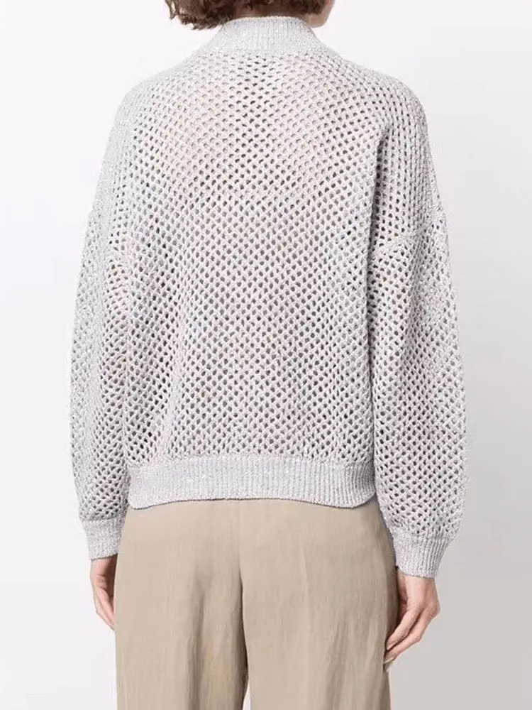 Женский трикотажный топ с длинным рукавом и круглым вырезом |