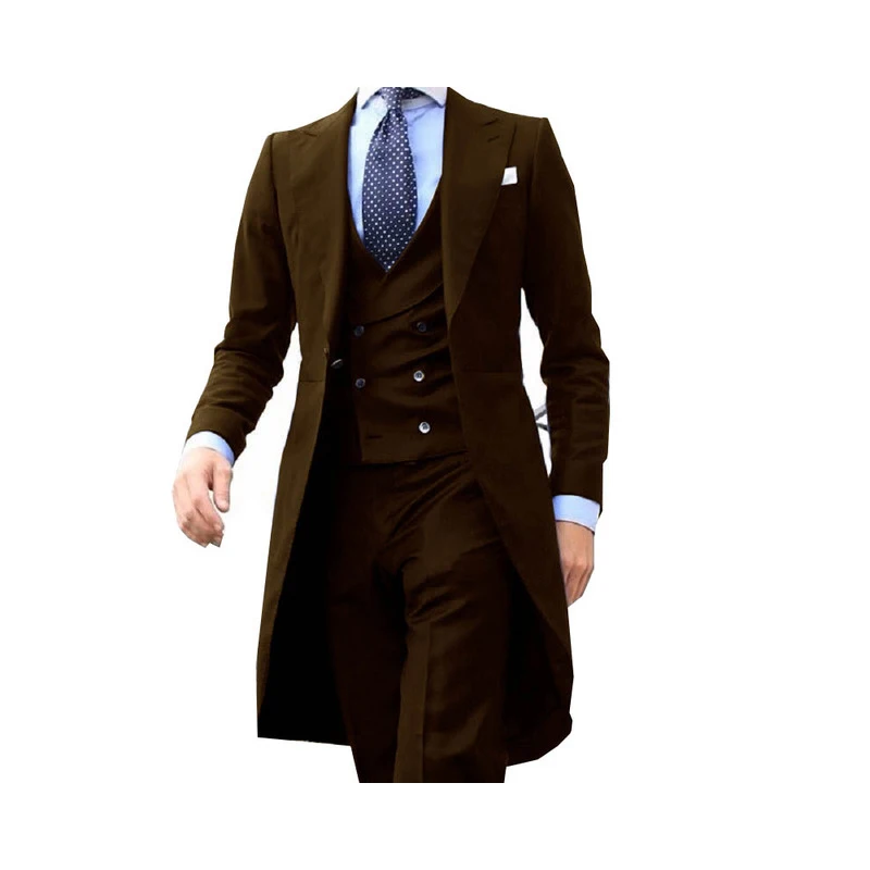 

Новое поступление 2022, длинное пальто, дизайнерский китайский красный мужской костюм, мягкий мужской смокинг, блейзер для выпускного вечера, на заказ, 3 предмета (куртка + жилет + брюки)