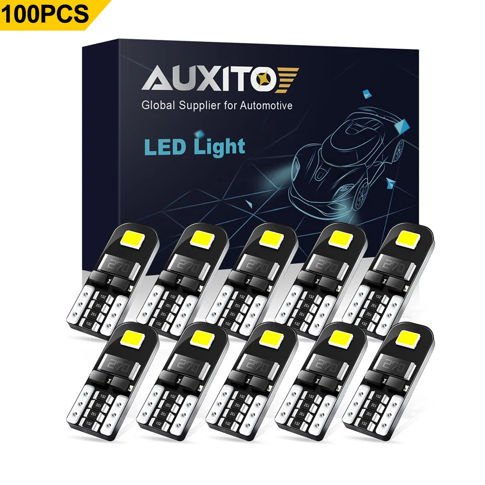 

AUXITO 100Pcs W5W T10 LED Bulbs Canbus 12V 6000K 194 168 LED No Error Car Interior Map Dome Light Parking Light Auto Signal Lamp