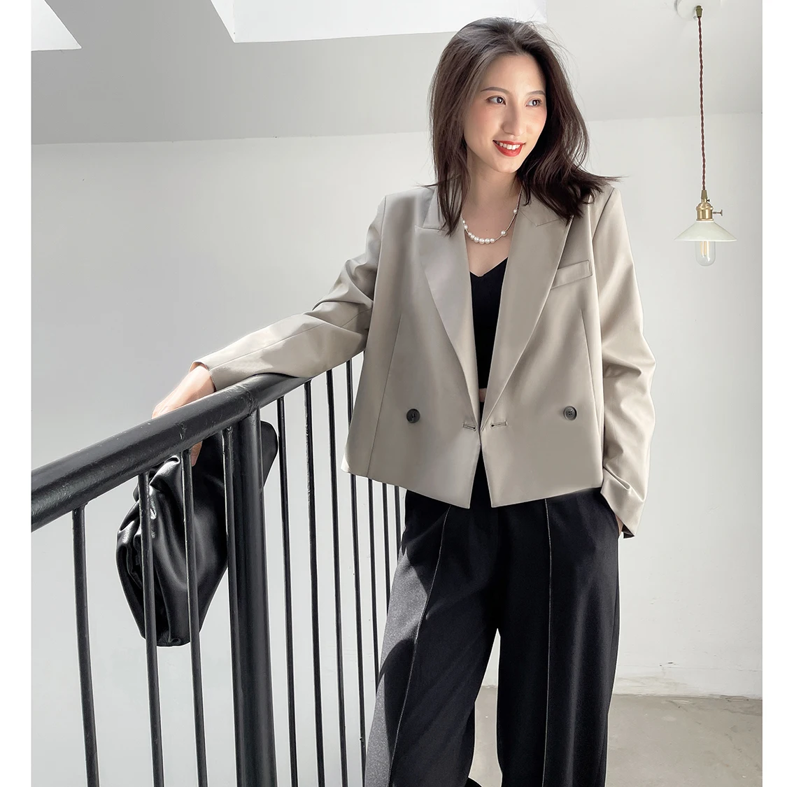 Новинка весна-осень 2022 Короткий Повседневный темпераментный жакет серый