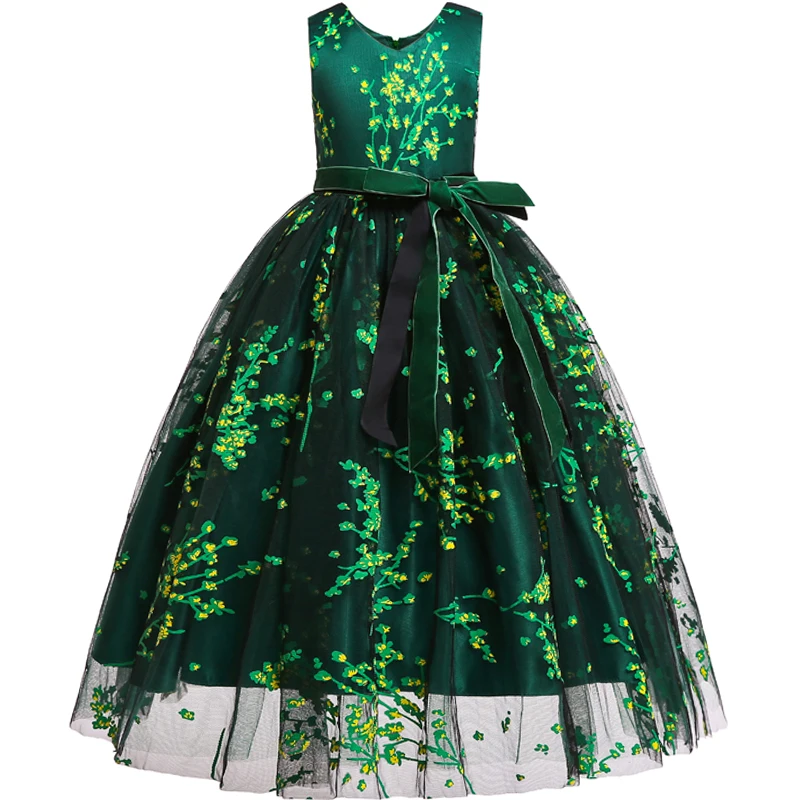 

NEW Style Baby princess Birthday party Bow Girls dress for wedding flower girls dresses Baby kids clothes for New year costume