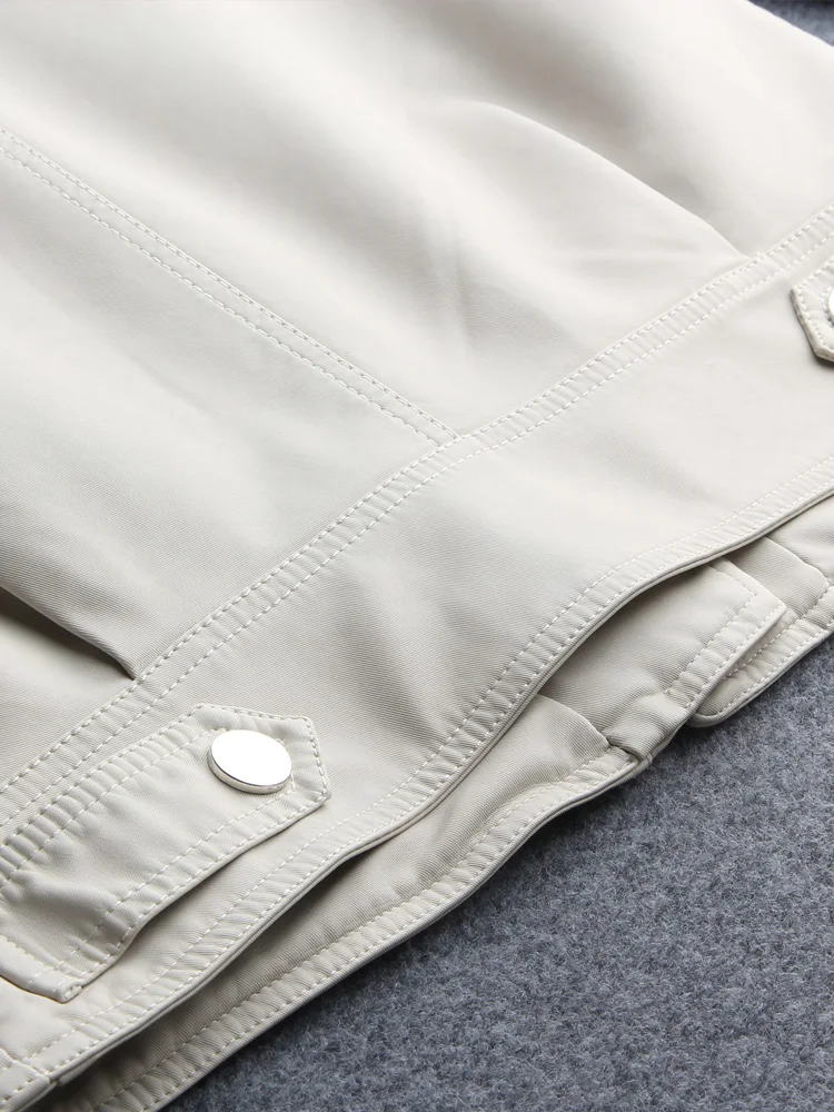 New Bright Beautiful Leather Jacket Spring Autumn Fashion Turn-down Collar Slim Short Leather Coat Classic Chic Outerwear