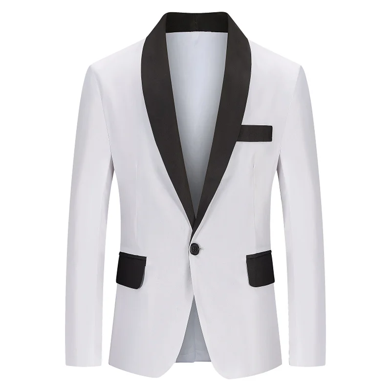 Stylish Men's Blazer Casual Slim Fitness Formal One Button Office Suit Blazer Coat Top White Suit Jacket Masculino Blazers Men images - 6