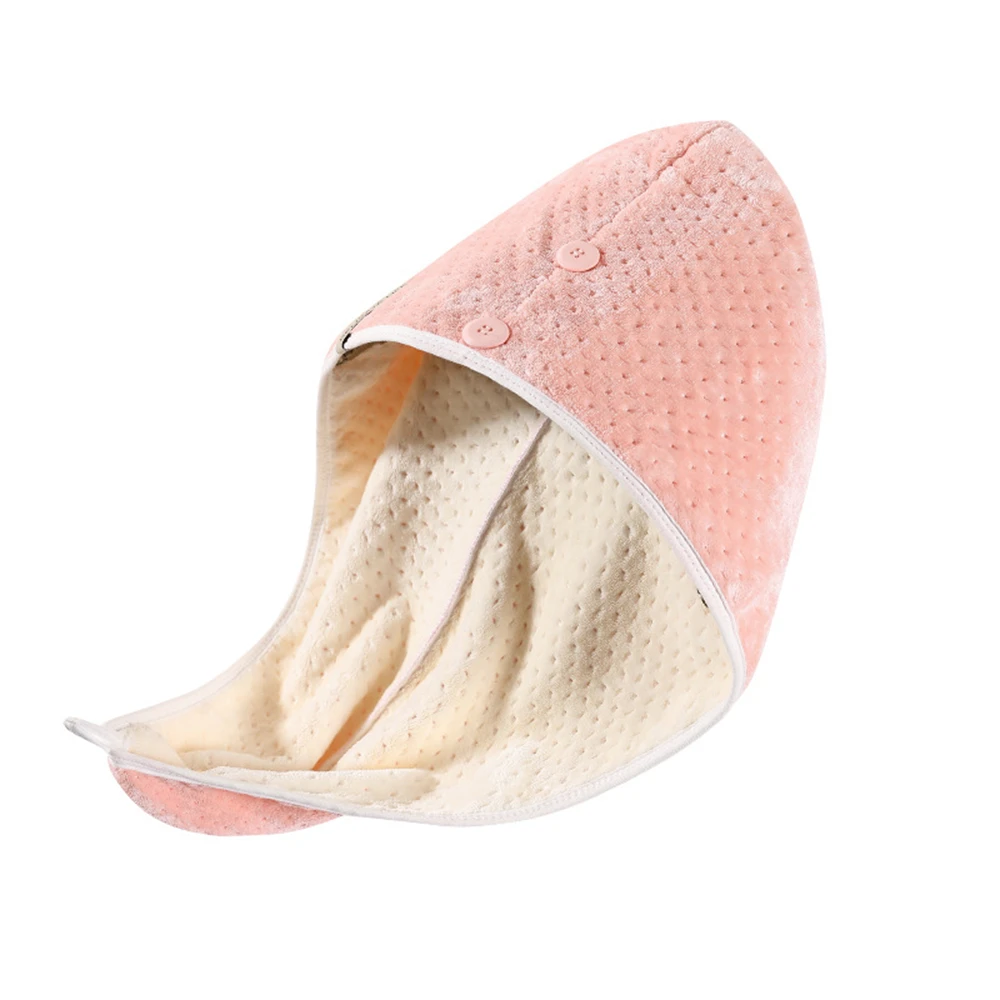 

Тюрбан макарон, поглощающая воду мягкая утолщенная двухслойная шапка для волос, двухслойная шапка для волос, флисовая шапка кораллового цвета с быстрой идентификацией