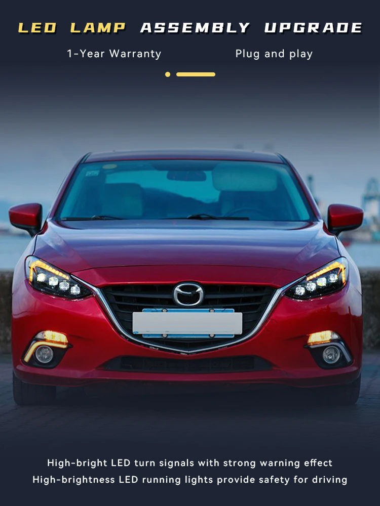 Передние фары для Mazda 3 Axela 2014-2016 Mazda3 DRL дневные строки передняя фара фонарь