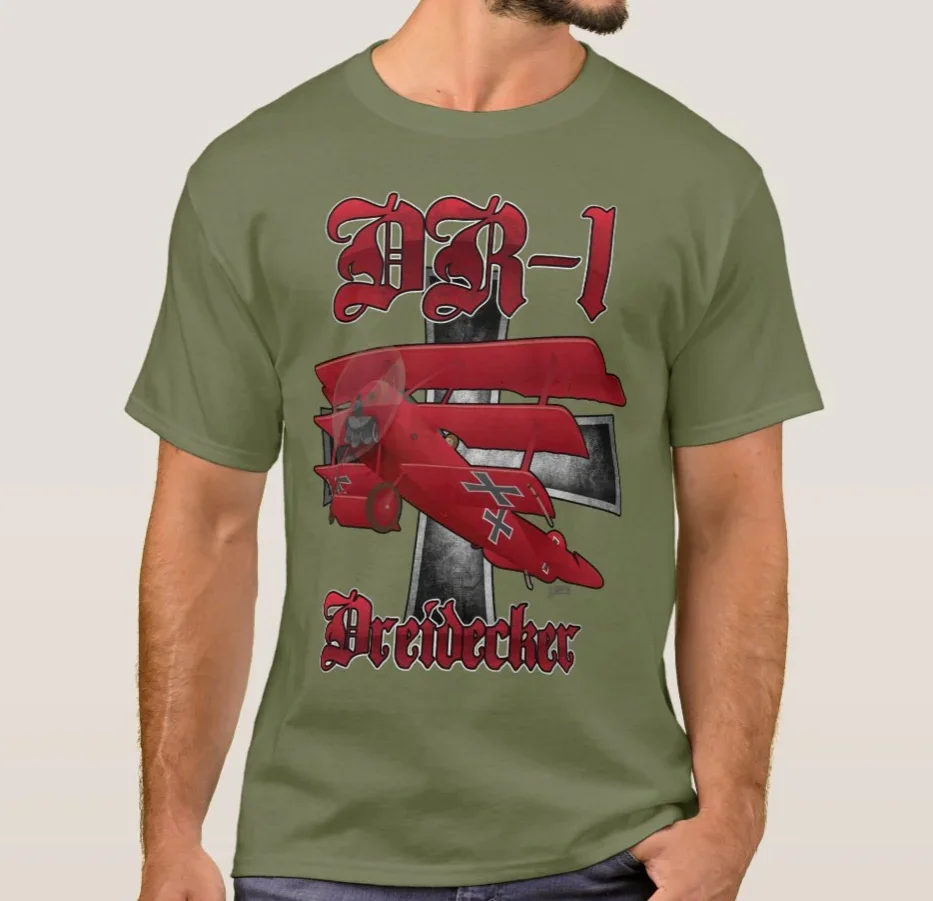 DR1 Fokker Red Baron Triplane WWI Warbird футболка из 100% хлопка с круглым вырезом и коротким рукавом