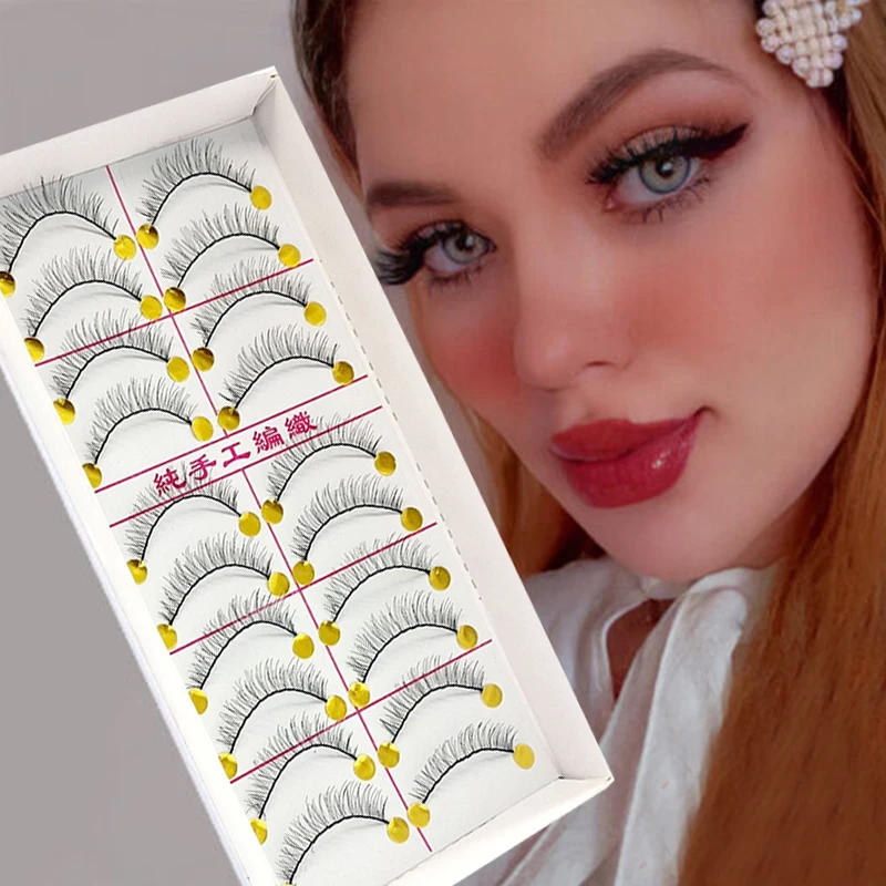 

10 Pairs Handmade Natural Wispy Long False Eyelashes Soft Strip Handmade Lashes Extension Faux Cils Women Makeup Maquillaje