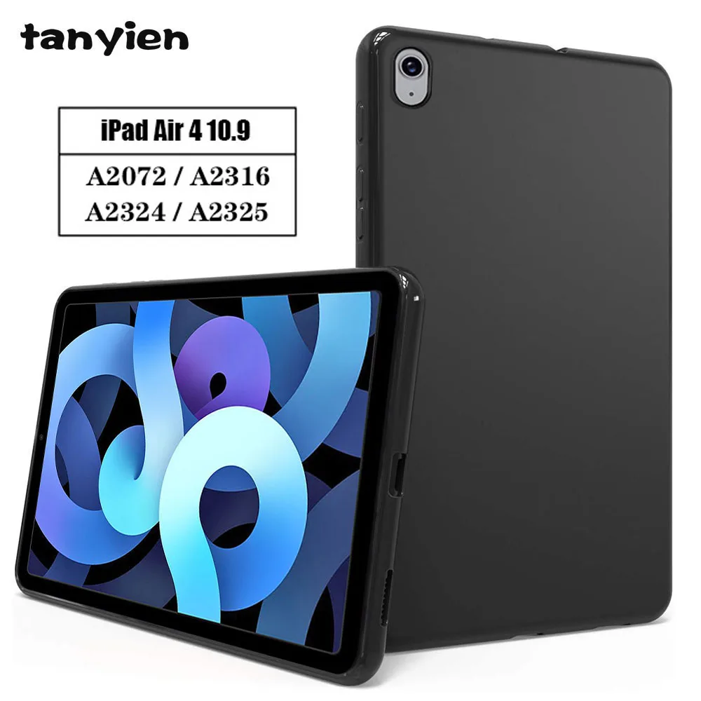 

Чехол для планшета Apple iPad Air 4 2020 10,9 A2072 A2316 A2324 A2325, гибкий мягкий силиконовый черный чехол 4-го поколения, задняя крышка